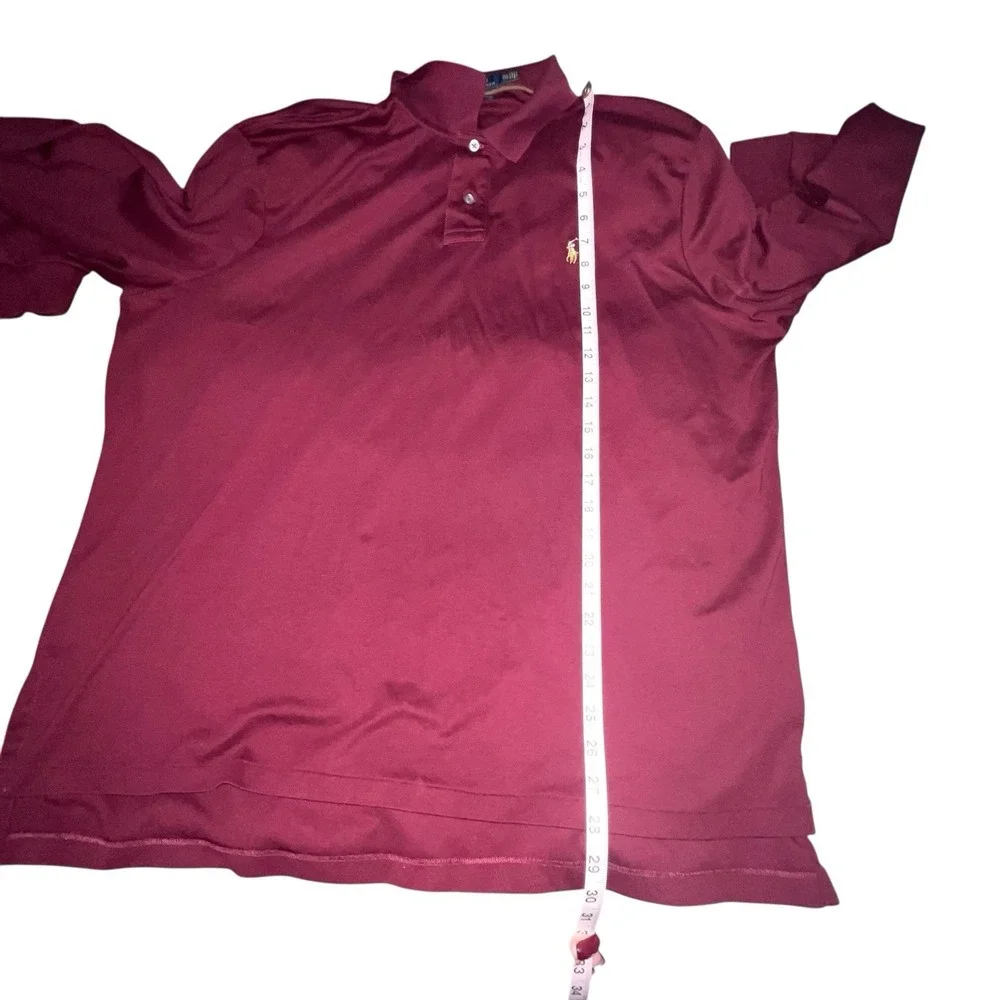 Polo Ralph Lauren‎ Long Sleeve Polo Shirt Classic Fit Burgundy Men  XXL Cotton